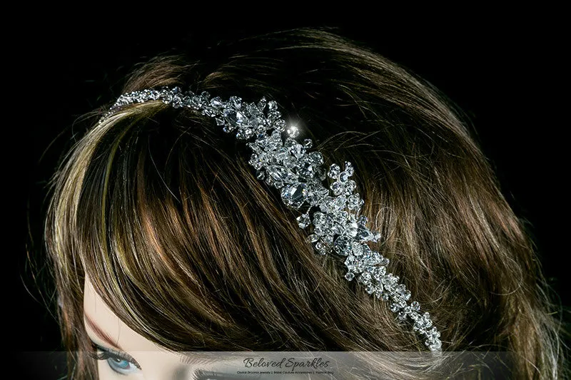 Persis Delicate Cluster Silver Hair Tie Headband | Swarovski Crystal