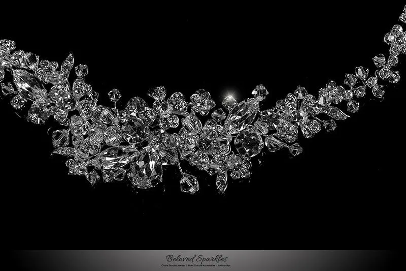 Persis Delicate Cluster Silver Hair Tie Headband | Swarovski Crystal