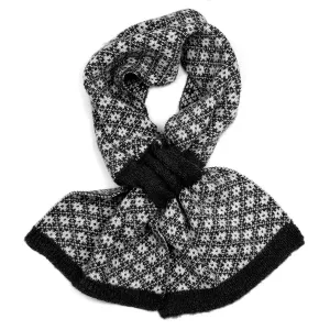 POM One Size Black & White Scandi Flower Retro Check Scarf