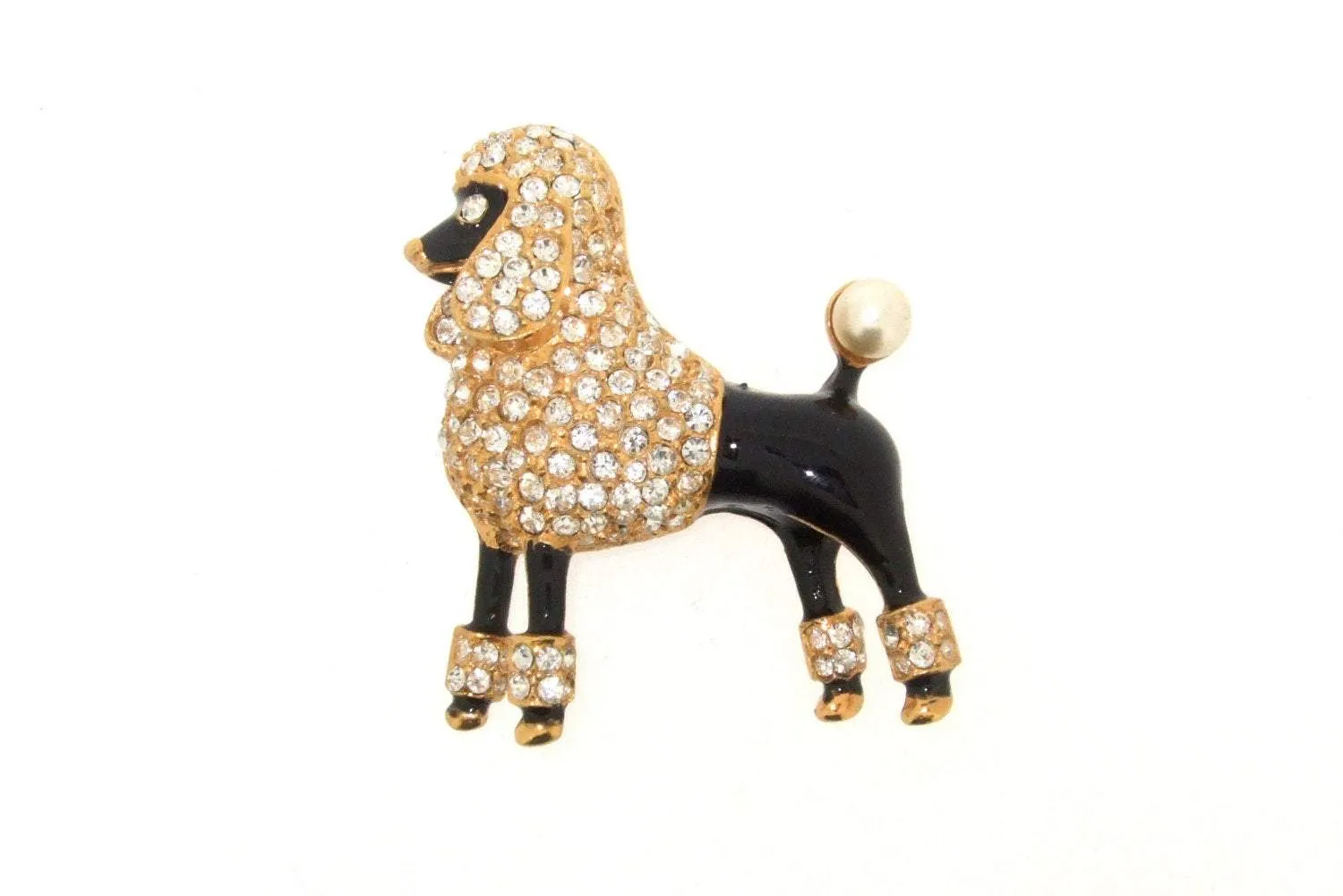 Poodle Brooch Black Enamel Pin