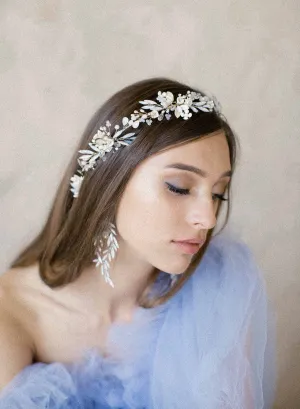 Porcelain and opal crystal hair vine - Style #2055