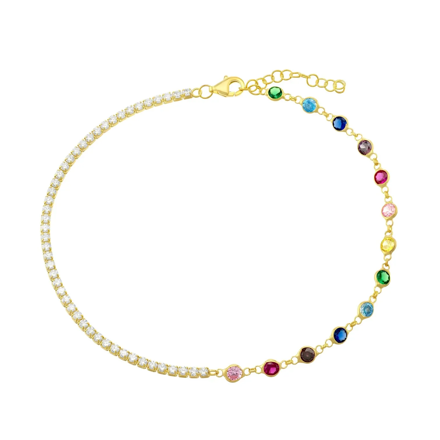 Rainbow Tennis Link Anklet