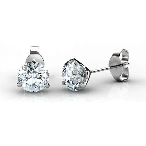 Rare 0.80CT Round Cut Diamond Stud Earrings in 14KT White Gold