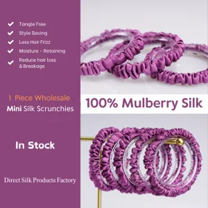 Reddish purple silk scrunchies mini