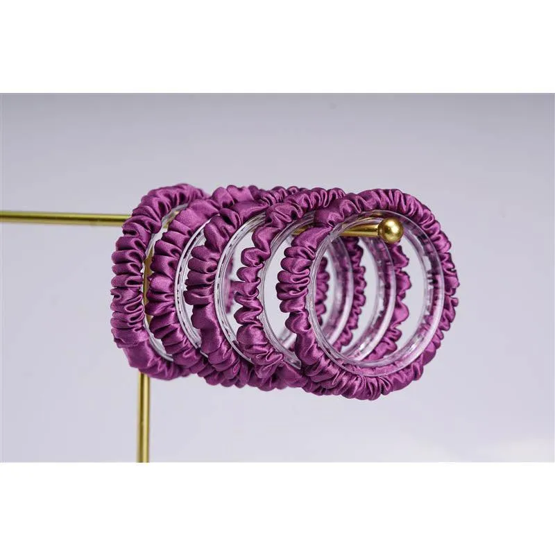 Reddish purple silk scrunchies mini