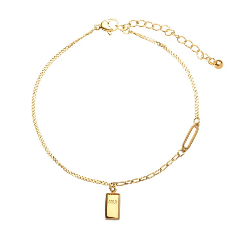 Rich BRIC Gold Bar Anklet Women Do Not Fade Niche Light Luxury