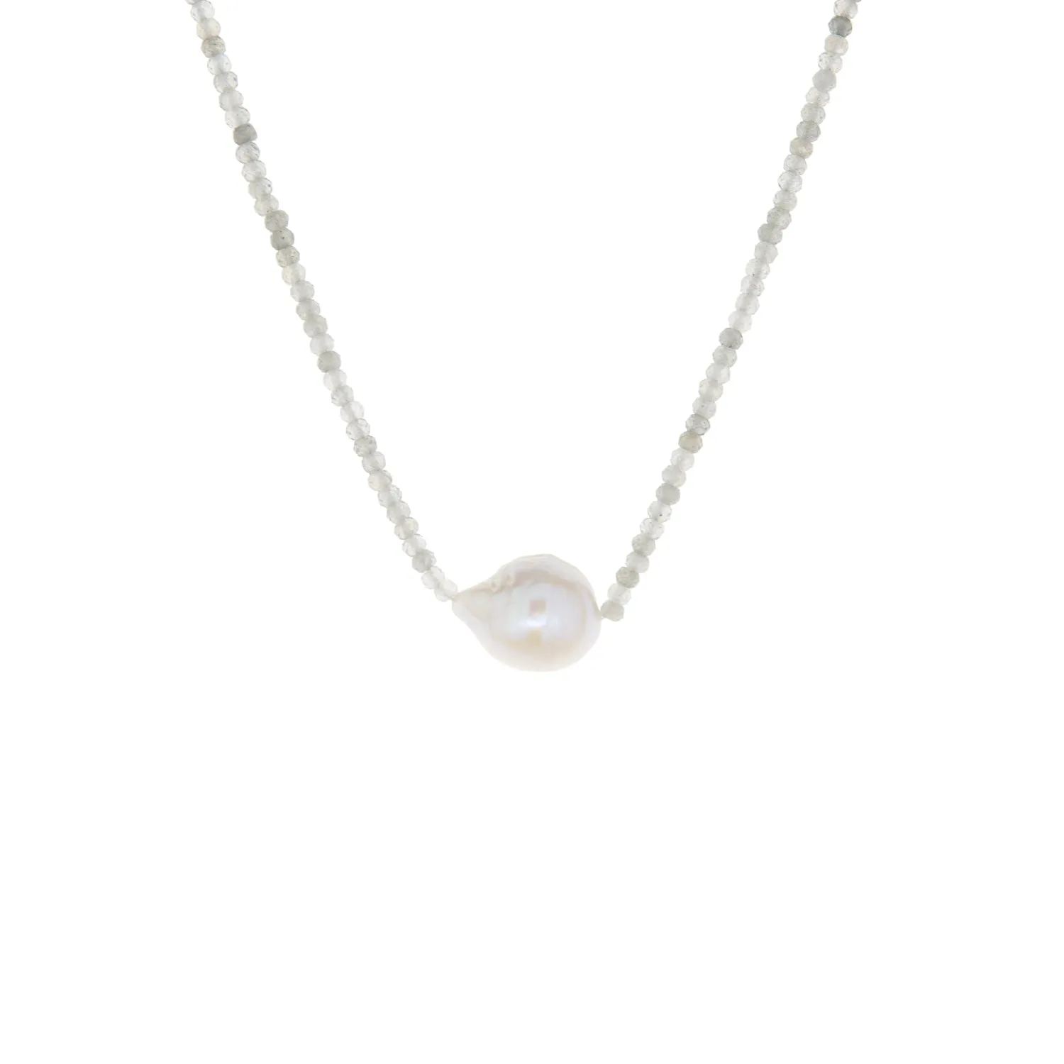 semi-precious stone necklace with pearl