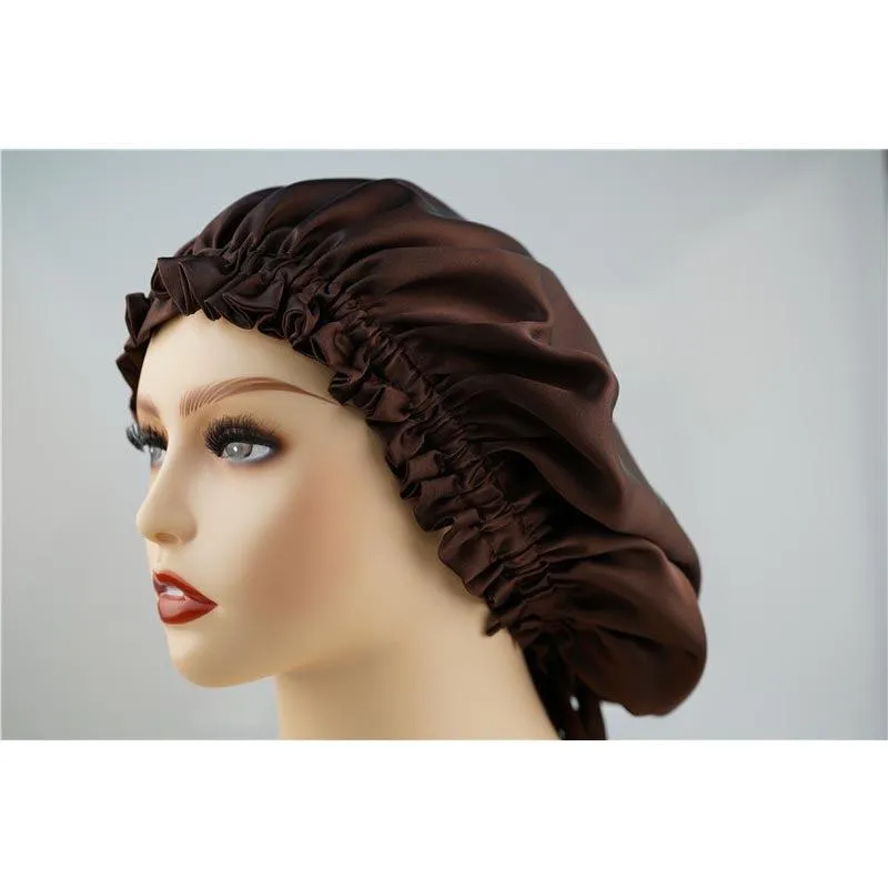 Silk hair cap - Double side - adjustable - Deep Coffee