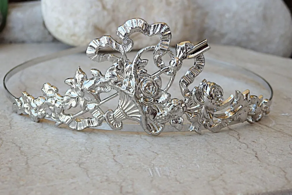 Silver bridal tiara.