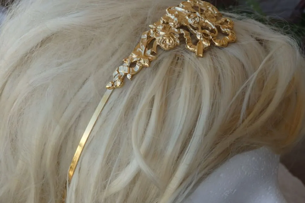 Silver bridal tiara.