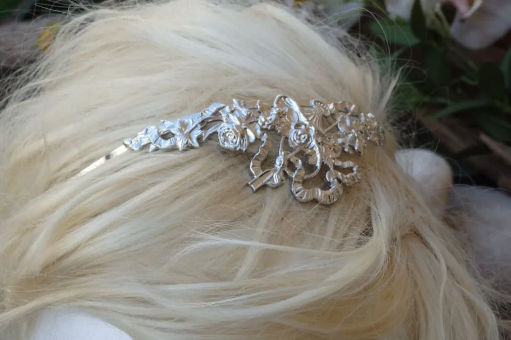 Silver bridal tiara.