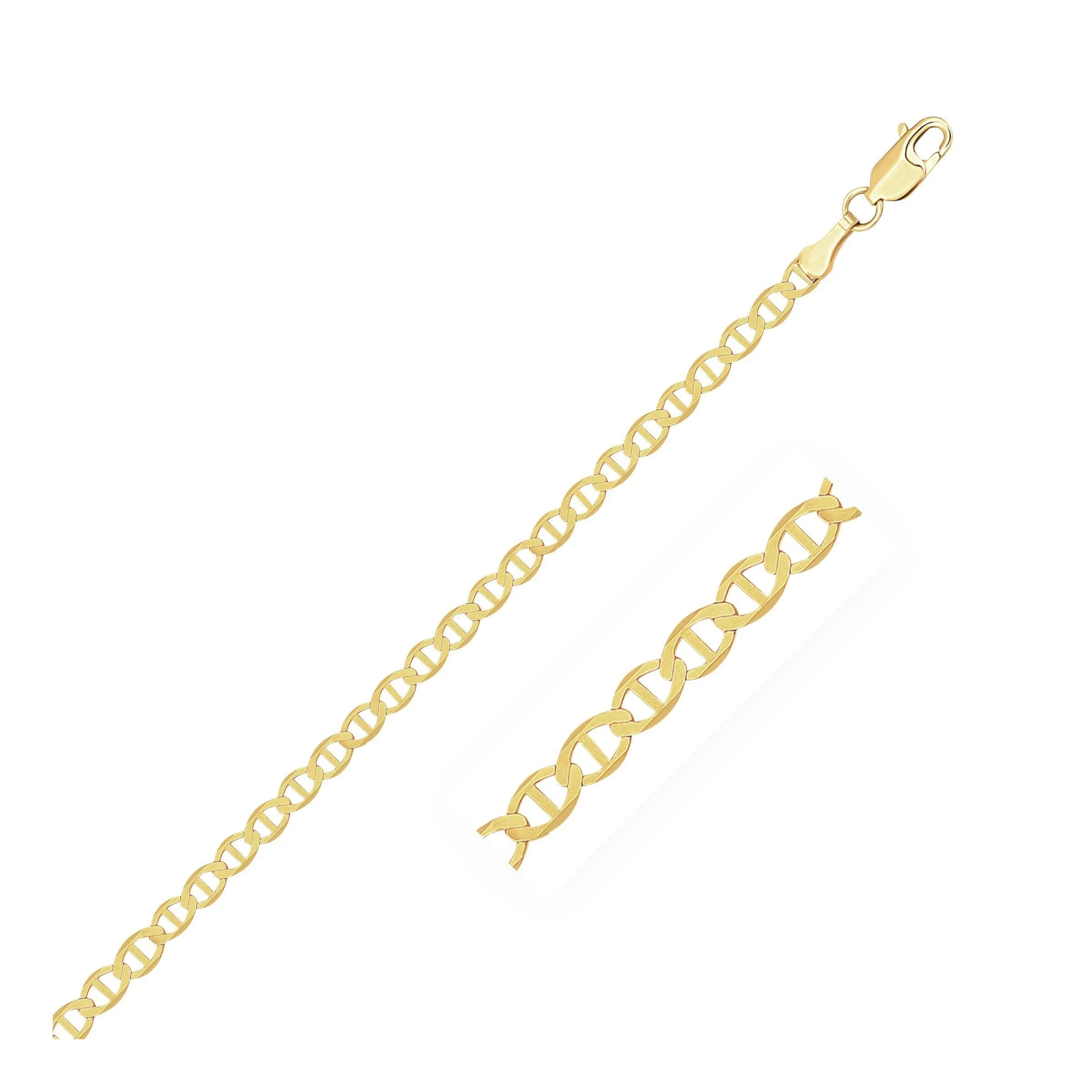 Size: 10'' - 2.3mm 10k Yellow Gold Mariner Link Anklet