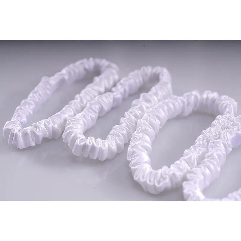 Small silk scrunchies - white - 4 pack - dropshipping