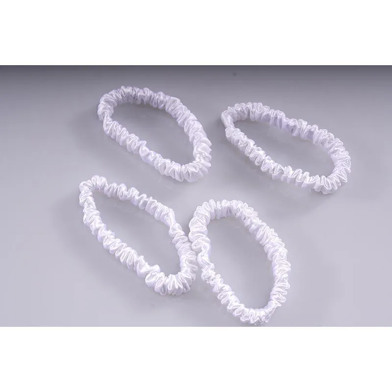 Small silk scrunchies - white - 4 pack - dropshipping