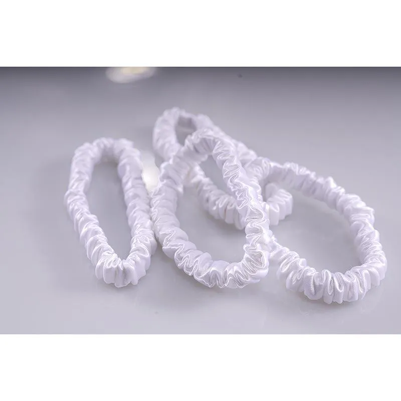 Small silk scrunchies - white - 4 pack - dropshipping