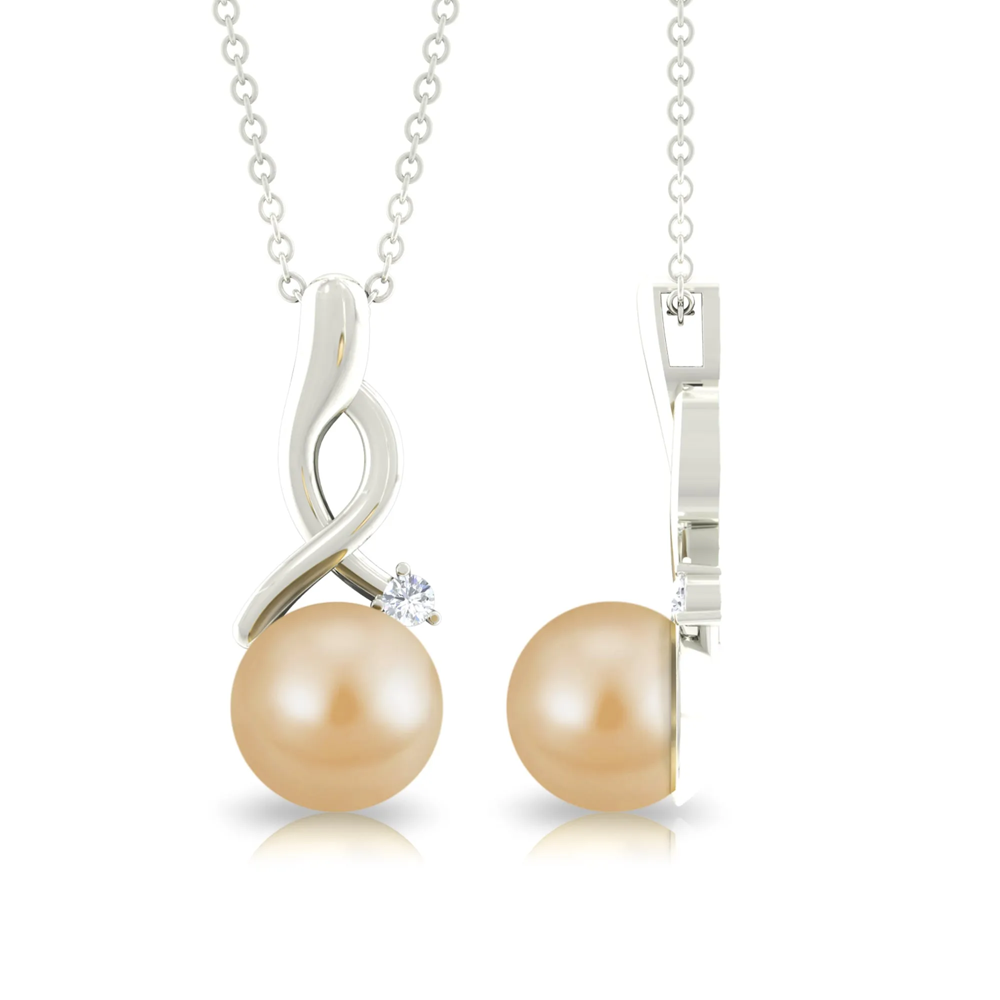 South Sea Pearl Twisted Drop Pendant with Diamond