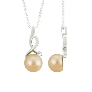 South Sea Pearl Twisted Drop Pendant with Diamond