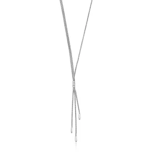 Sterling Silver Three Strand Lariat Necklace with Polished Bars