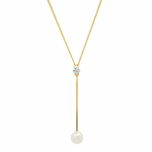 TAI Pearl and CZ Chain Y Necklace