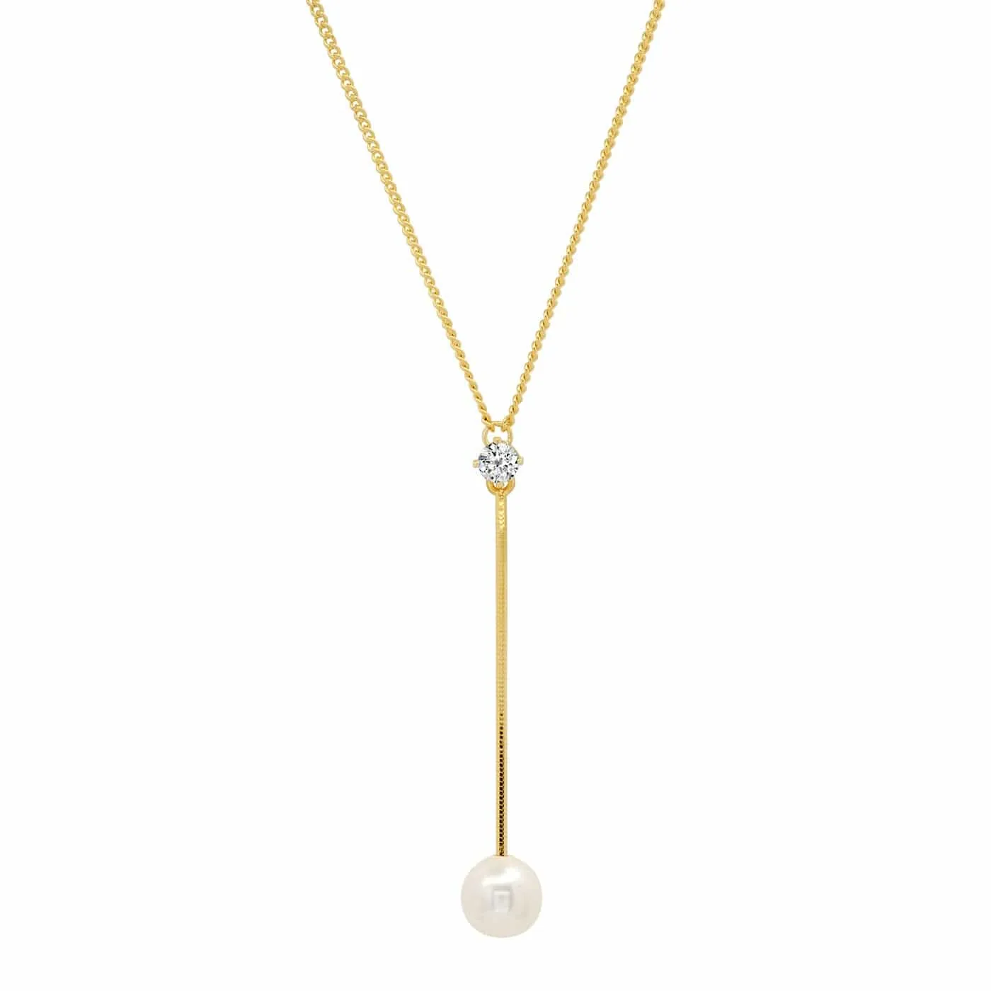 TAI Pearl and CZ Chain Y Necklace