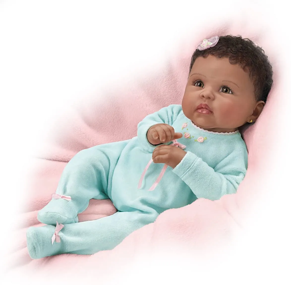 The Ashton - Drake Galleries Tiffany Lifelike So Truly Real® African American Black Baby Girl Doll Weighted Fully Poseable with Soft RealTouch® Vinyl Skin by Master Doll Artist Linda Murray 21"-Inches