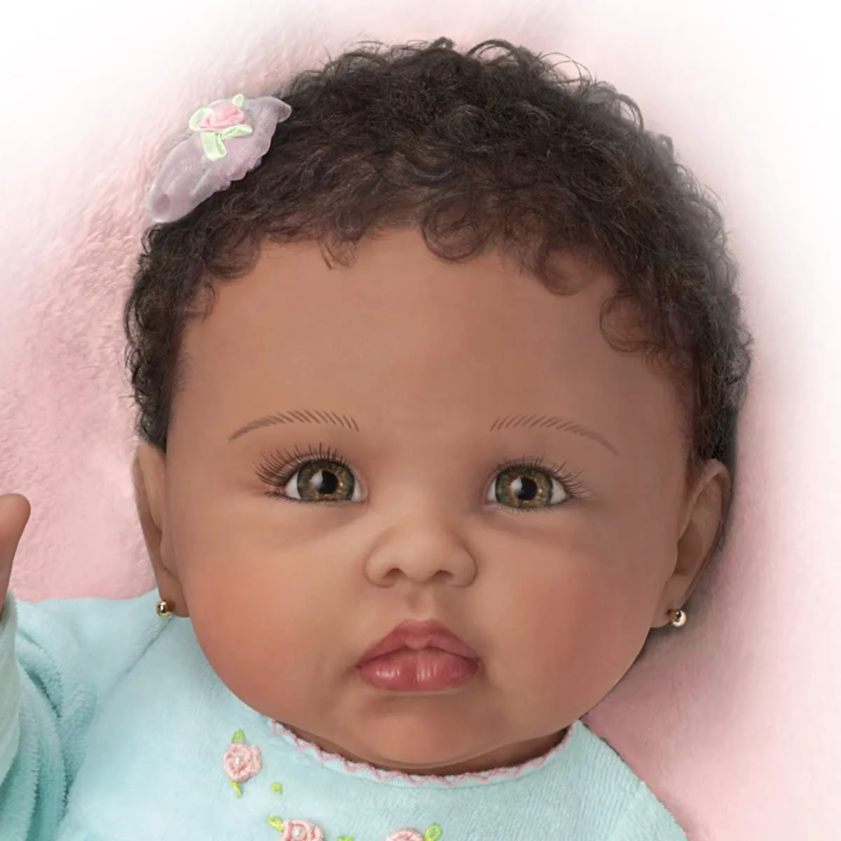 The Ashton - Drake Galleries Tiffany Lifelike So Truly Real® African American Black Baby Girl Doll Weighted Fully Poseable with Soft RealTouch® Vinyl Skin by Master Doll Artist Linda Murray 21"-Inches