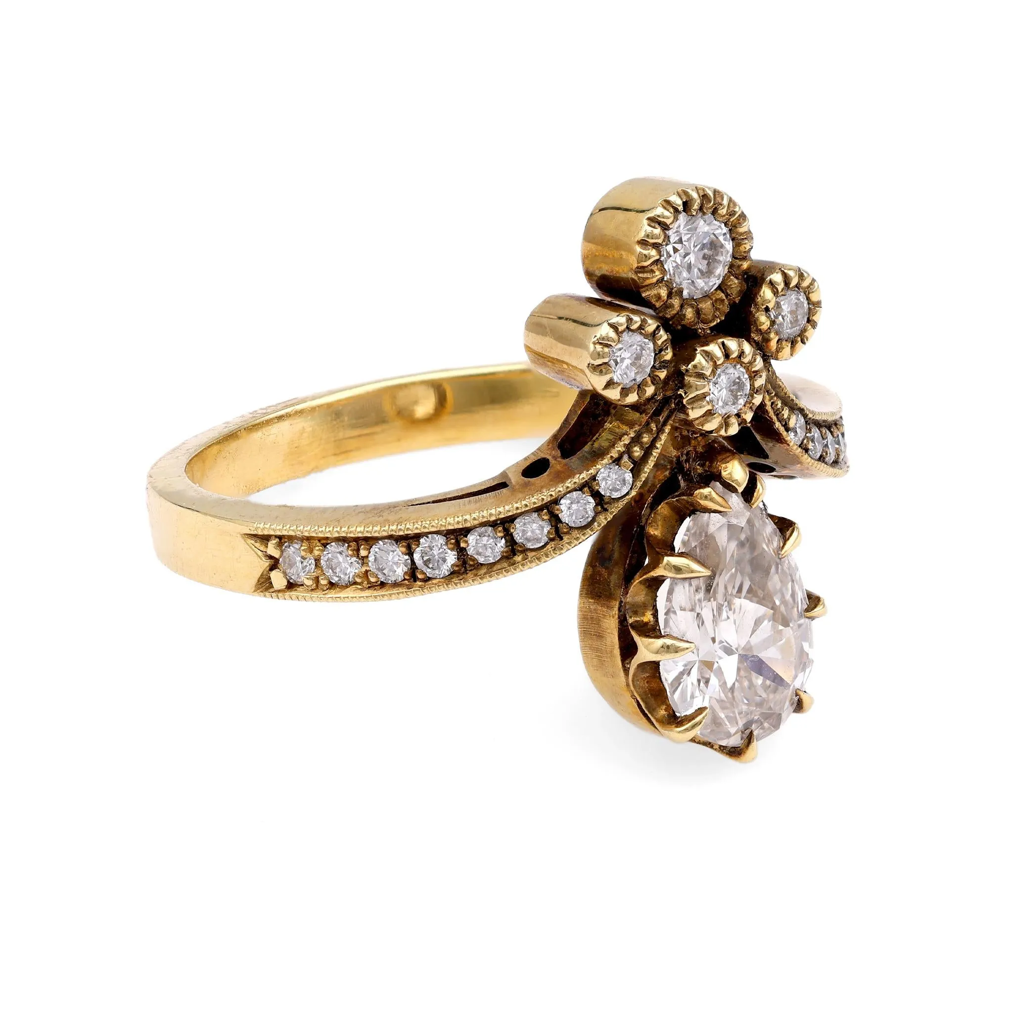 Tiara Ring with Pear Shaped Diamond