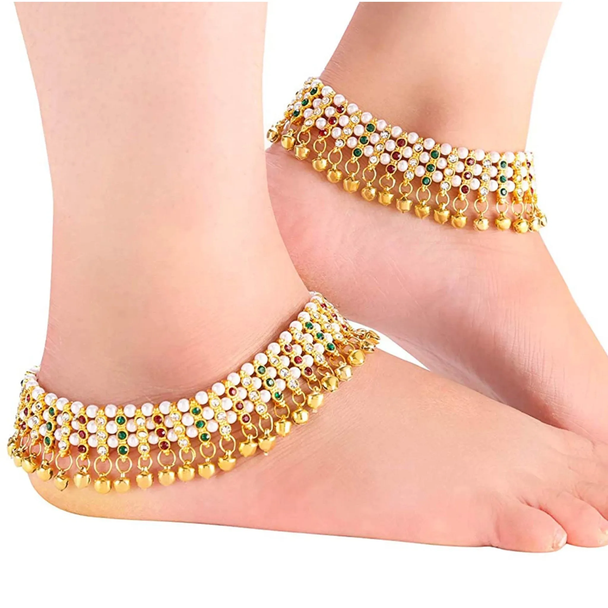 Traditional Heavy Bridal Alloy Anklet Set