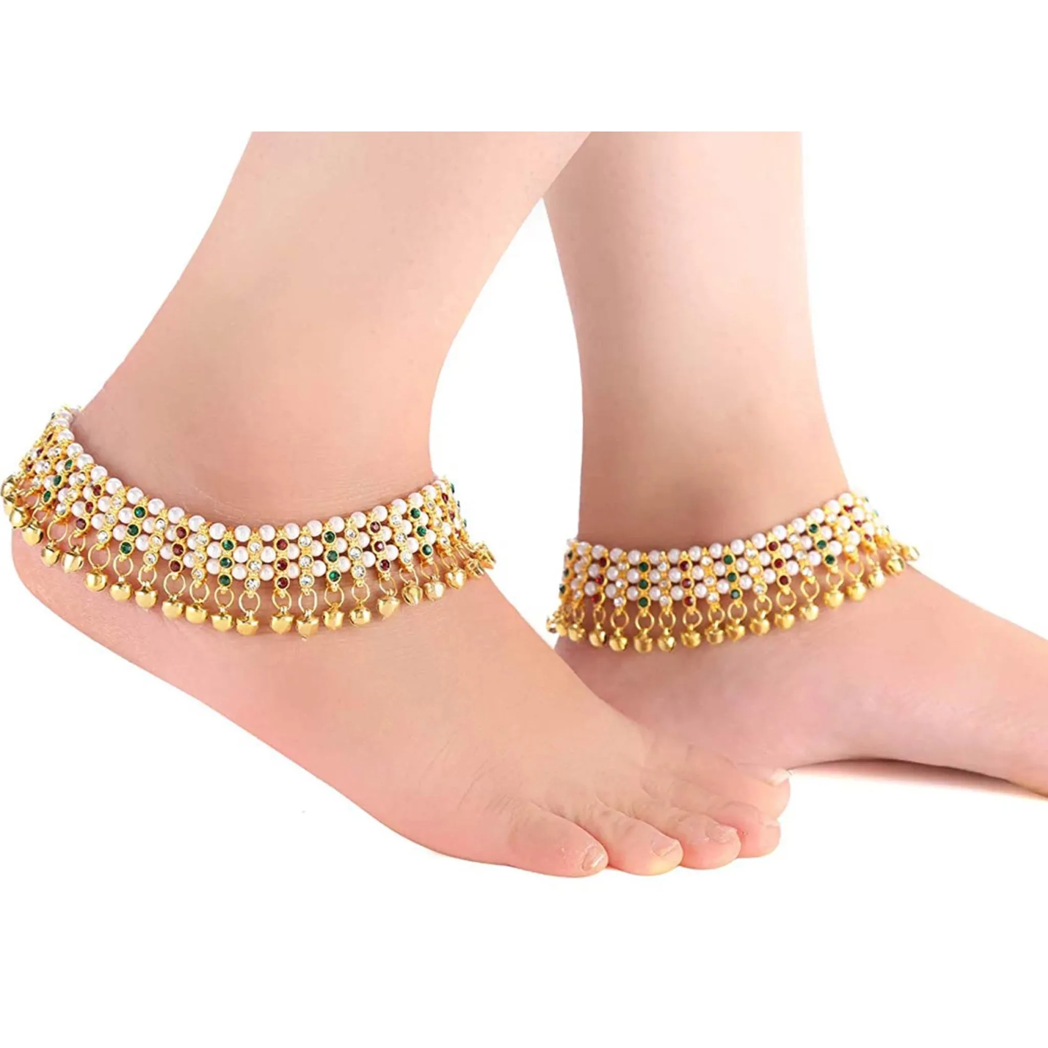 Traditional Heavy Bridal Alloy Anklet Set