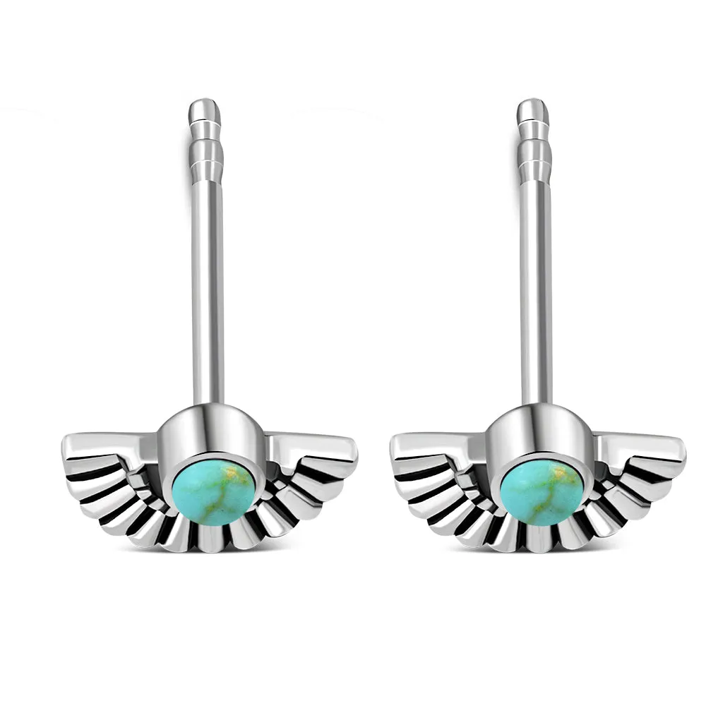 Turquoise Ethnic Style Sterling Silver Stud Earrings