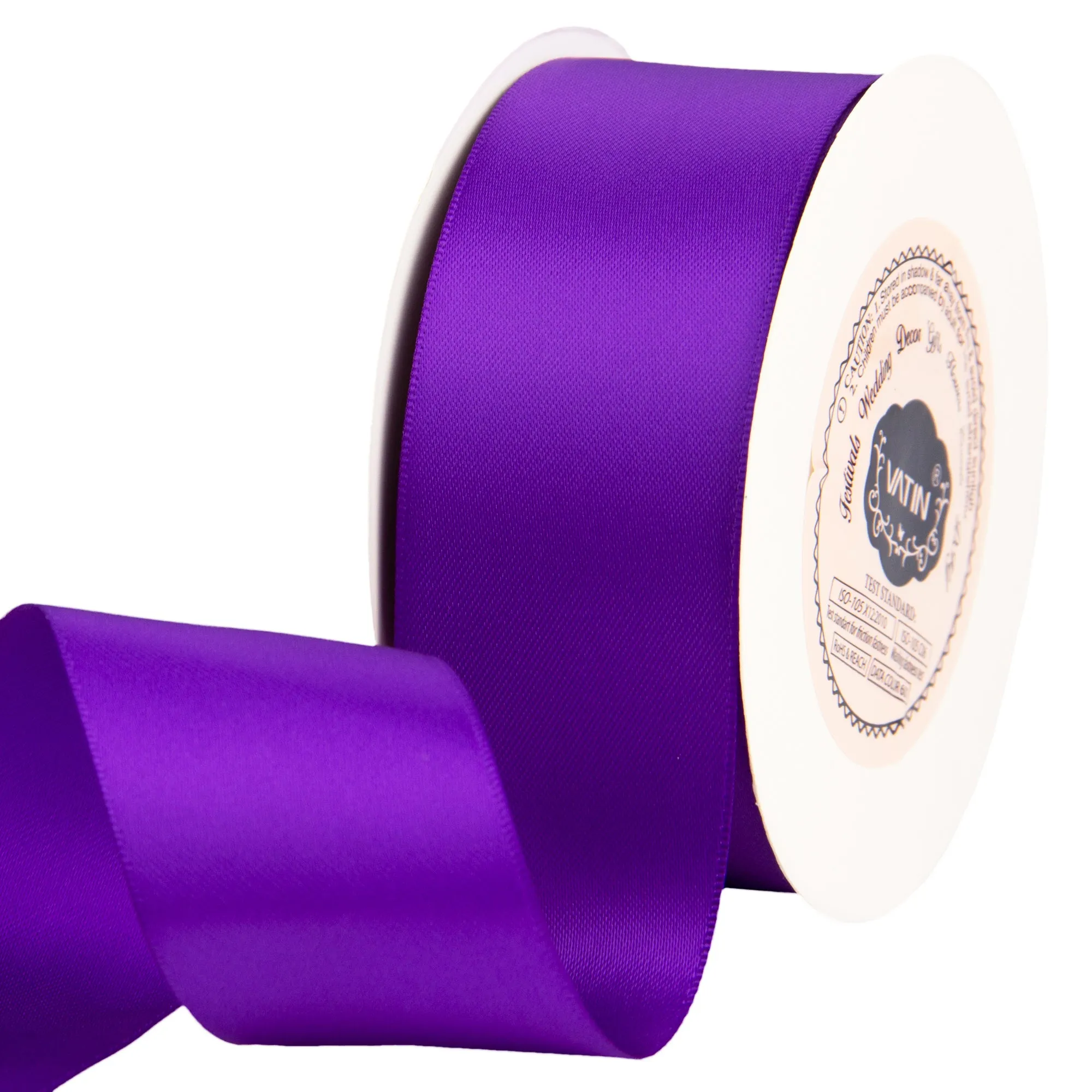 VATIN 1-1/2 inches Wide Double Faced Polyester Satin Ribbon Continuous Ribbon -25 Yard, Perfect for Wedding, Gift Wrapping, Bow Making & Other Projects