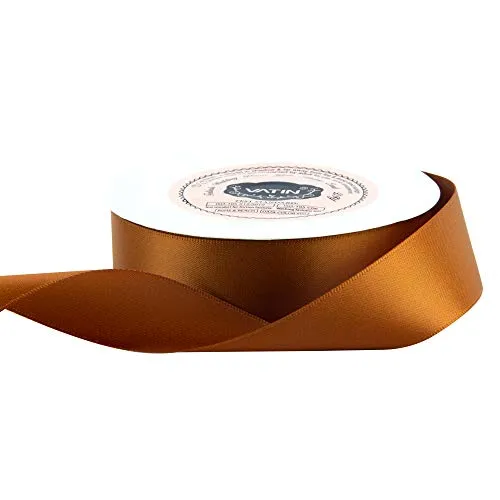 VATIN 1 inch Double Faced Polyester Satin Ribbon Copper - 25 Yard Spool, Perfect for Wedding, Wreath, Baby Shower,Packing and Other Projects