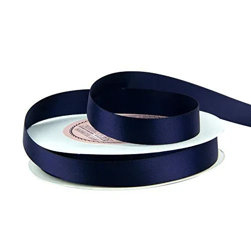 VATIN 1/2 inches Double Faced Navy Blue Polyester Satin Ribbon - 50 Yards for Gift Wrapping Ornaments Party Favor Braids Baby Shower Decoration Floral Arrangement Craft Supplies