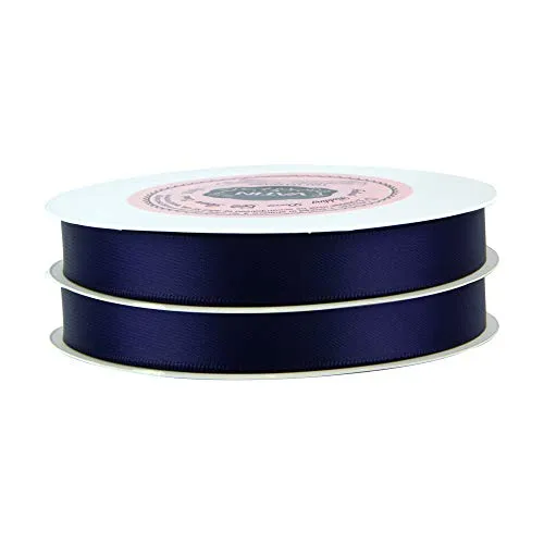 VATIN 1/2 inches Double Faced Navy Blue Polyester Satin Ribbon - 50 Yards for Gift Wrapping Ornaments Party Favor Braids Baby Shower Decoration Floral Arrangement Craft Supplies