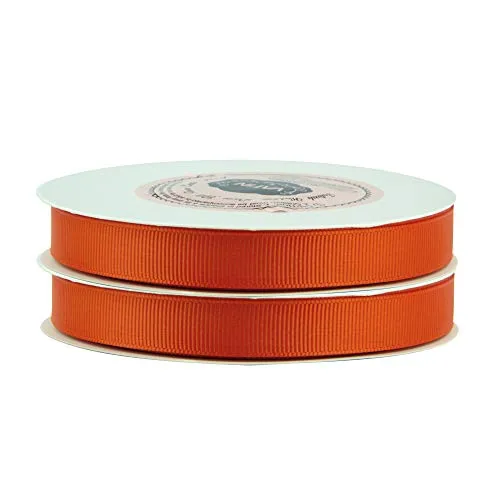 VATIN 1/2" Grosgrain Ribbon, 50-Yard,25 Yards Each Roll Perfect for Wedding Decor, Wreath, Baby Shower,Gift Package Wrapping and Other Projects Autumn Orange