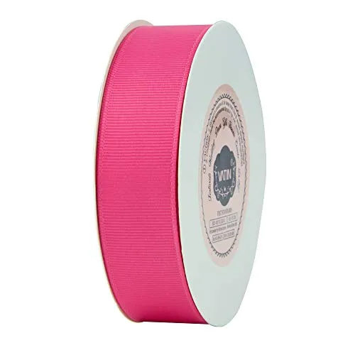 VATIN 1" Grosgrain Ribbon, 50-Yard,25 Yards Each Roll Perfect for Wedding Decor, Wreath, Baby Shower,Gift Package Wrapping and Other Projects Fuchsia