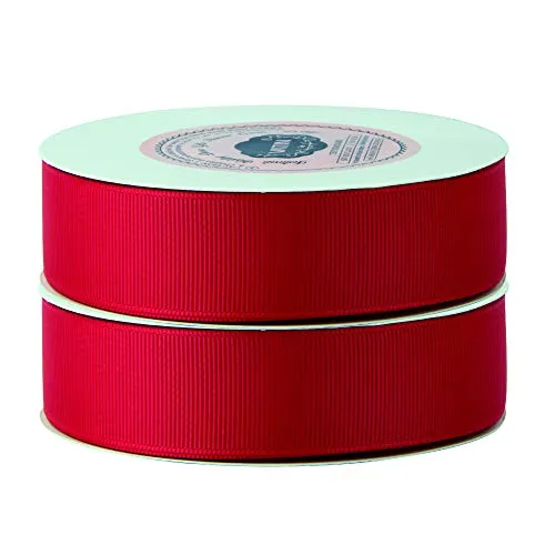 VATIN 1" Grosgrain Ribbon, 50-Yard,25 Yards Each Roll Perfect for Wedding Decor, Wreath, Baby Shower,Gift Package Wrapping and Other Projects Hot Red