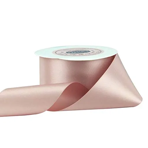 VATIN 2 inches Solid Rose Gold Double Faced Polyester Satin Ribbon for Craft, Gift Wrapping, Hair Bow, Wedding Deco 25 Yard Spool