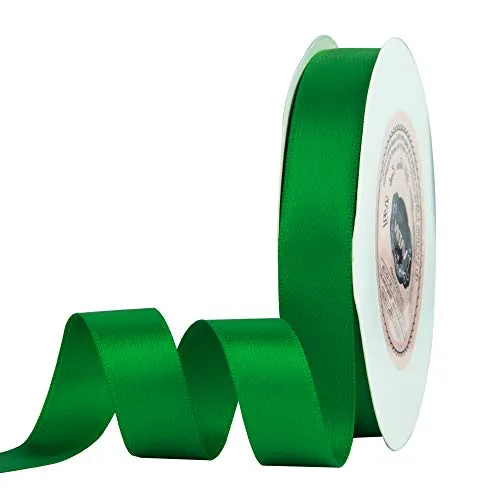 VATIN 5/8 inch Double Faced Polyester Emerald Green Satin Ribbon - 25 Yard Spool, Perfect for Wedding Decor, Wreath, Baby Shower,Gift Package Wrapping and Other Projects