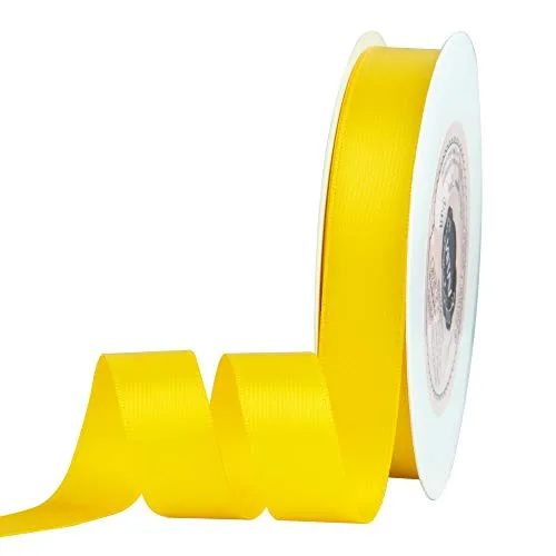 VATIN 5/8 inch Double Faced Polyester Maize Yellow Satin Ribbon - 25 Yard Spool, Perfect for Wedding Decor, Wreath, Baby Shower,Gift Package Wrapping and Other Projects