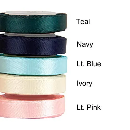 VATIN Solid Color Double Sided Polyester Satin Ribbon 10 Colors 3/8" X 5 Yard Each Total 50 Yds Per Package Ribbon Set, Perfect for Gift Wrapping, Hair Bow, Trimming, Sewing, Craft Projects Set #2