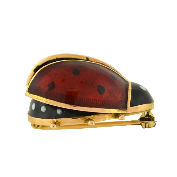 Vintage 14kt Enamel Ladybug Pin