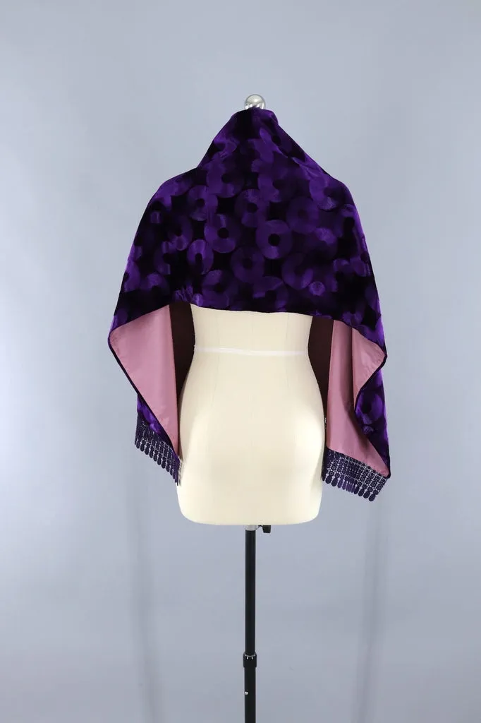 Vintage Purple Velvet Kimono Shawl