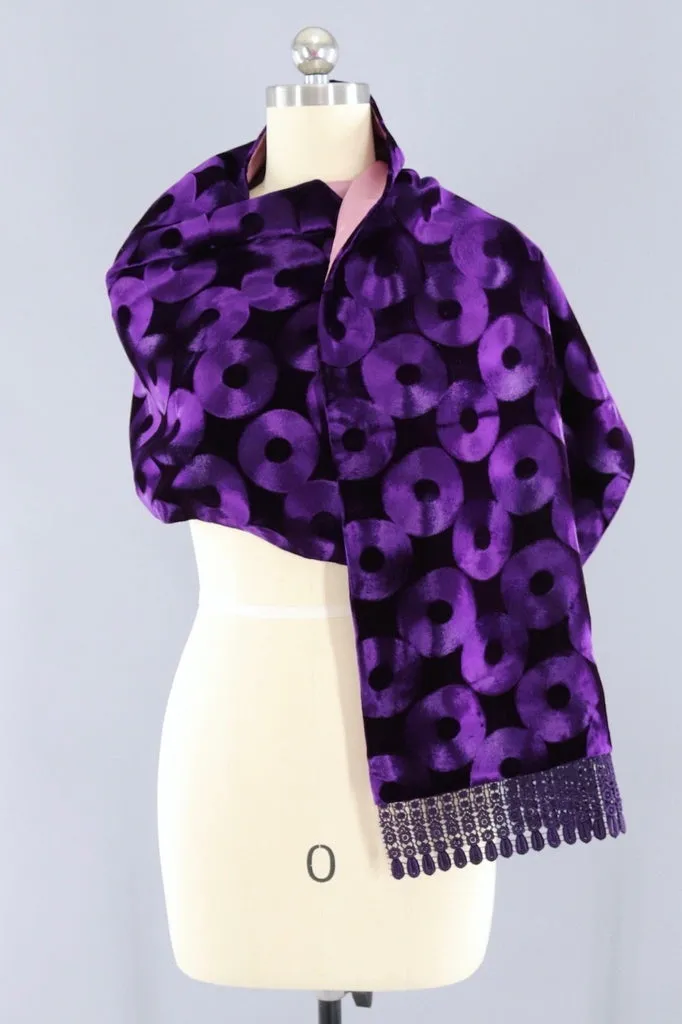 Vintage Purple Velvet Kimono Shawl