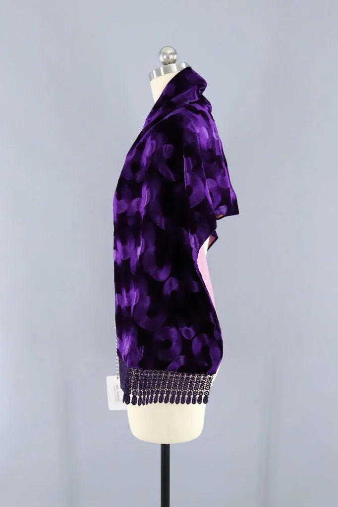 Vintage Purple Velvet Kimono Shawl