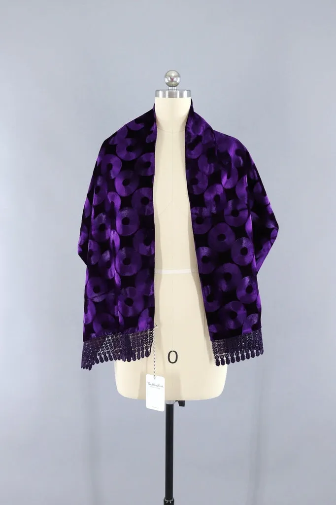 Vintage Purple Velvet Kimono Shawl