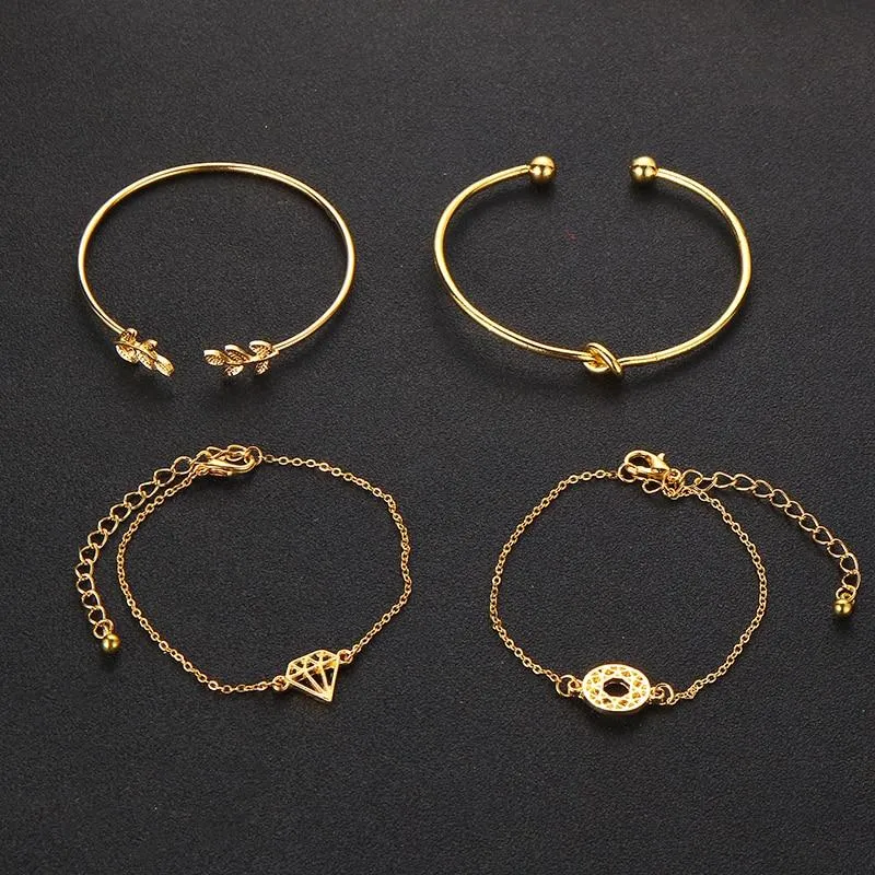 Women 4pcs/Set Bohemia Charm Bracelet Bangles