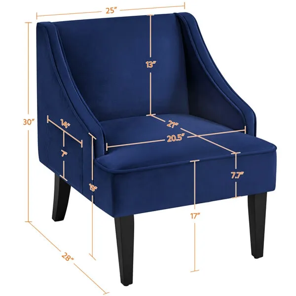 Yaheetech Velvet Club Chair with Pocket