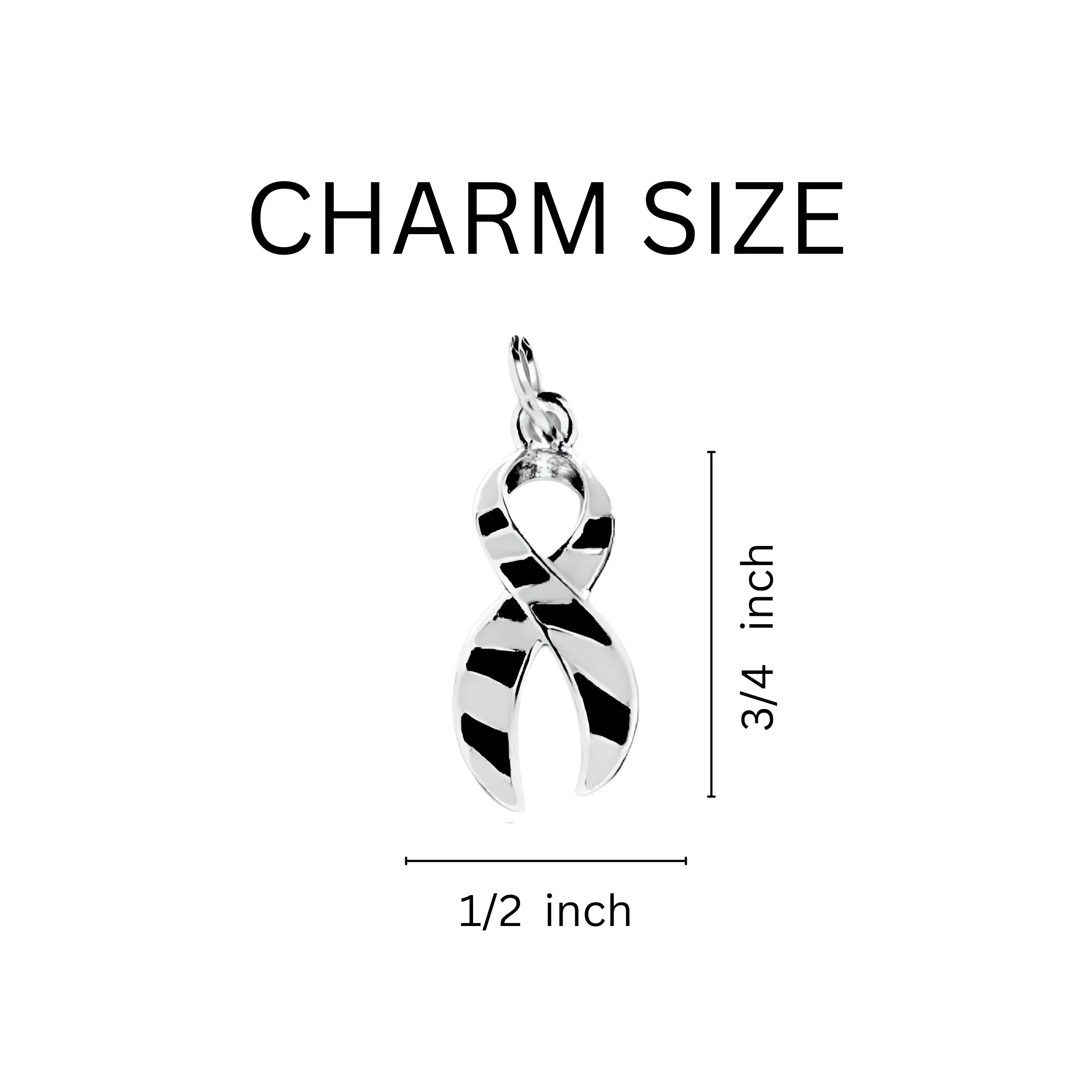 Zebra Print Ribbon Awareness Charm Silver Rope Bracelets